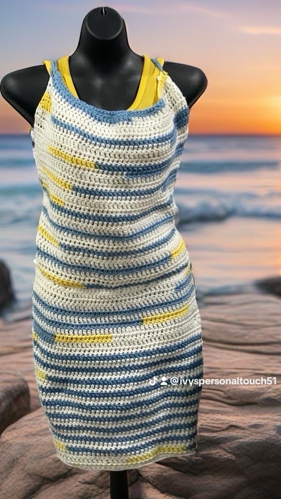 Crochet dress with cardigan set