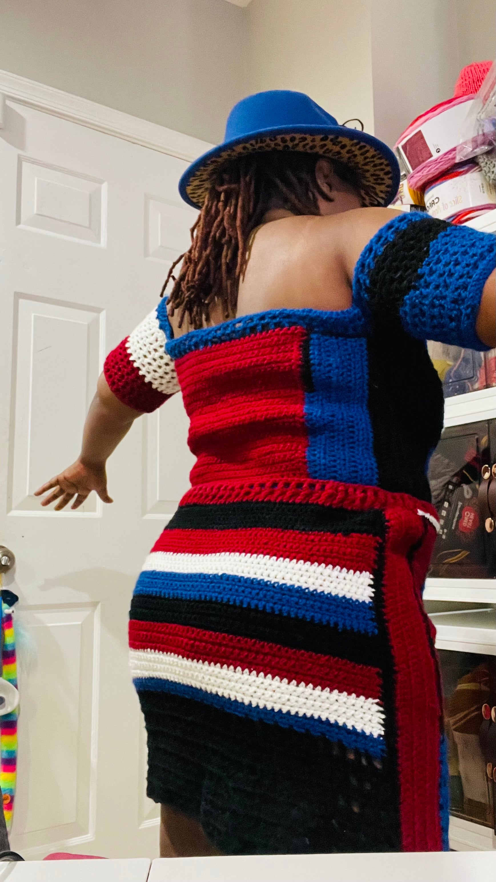 Crocheted bite me top and cookie monster skirt  set