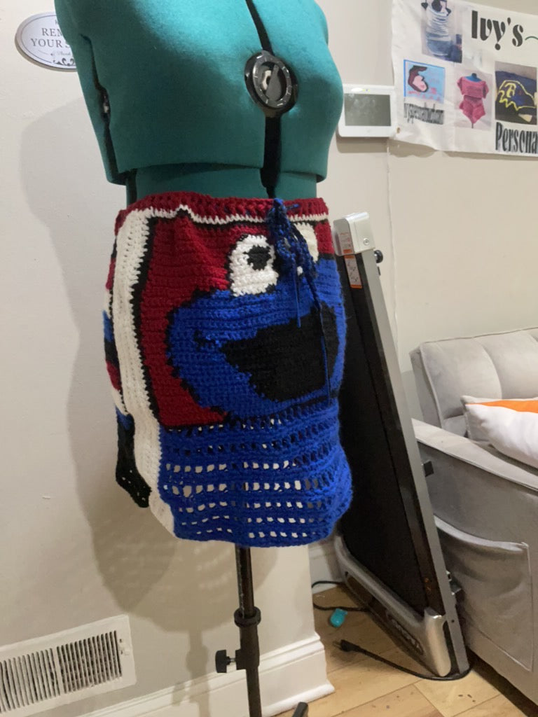 Crocheted cookie monster skirt