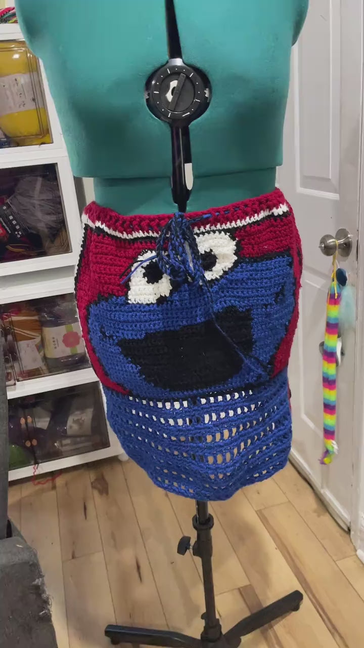 Crocheted cookie monster skirt